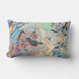 Florals, Vögel mit Schiefer Blau auf der Rückseite Lendenkissen
