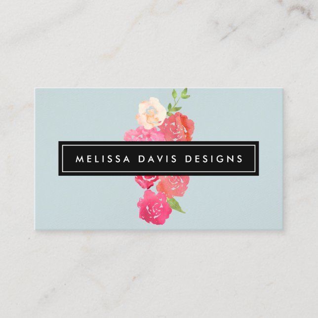 Florals Wasserfarbe Schönheit und Design Blass Bla Visitenkarte (Vorderseite)