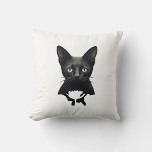 Florals Whimsigoth Gothic Style Kitty and Poppies Kissen