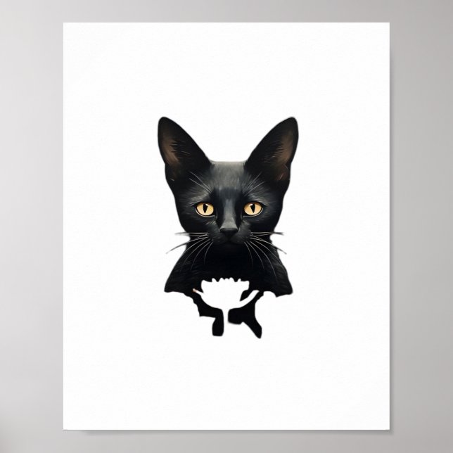 Florals Whimsigoth Gothic Style Kitty and Poppies Poster (Vorne)