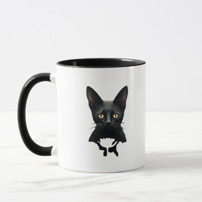 Florals Whimsigoth Gothic Style Kitty and Poppies Tasse (Links)