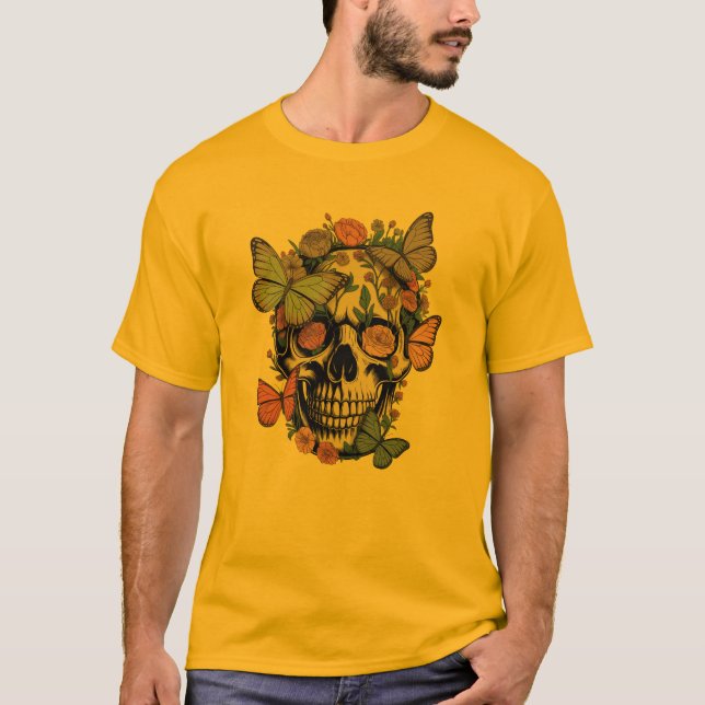 FloralSkullT-Shirt | Ästhetischer SchädelmitBlumen T-Shirt (Vorderseite)