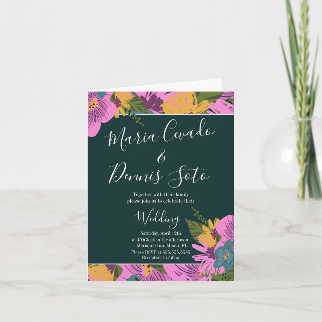 Flore à la main Mariage vert rose gras (Devant)