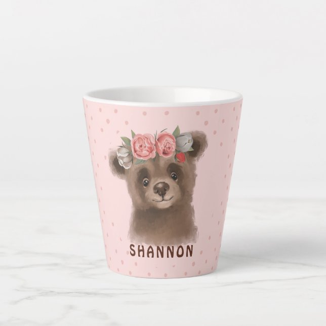 Flore Bébé Ours Latte Mug (Devant)