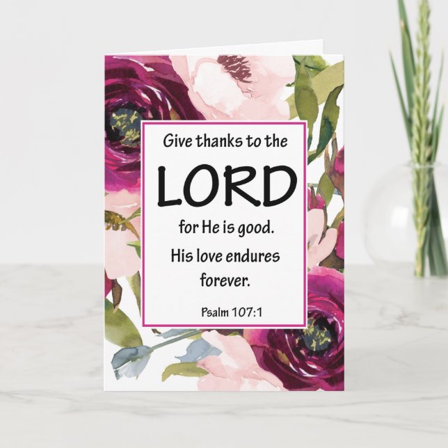 Flore Bible Verse Merci Carte pliée (Devant)