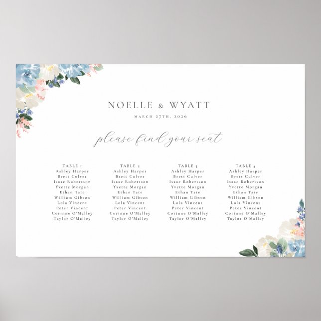 Flore bleu clair 4 Tableau Mariage (Devant)