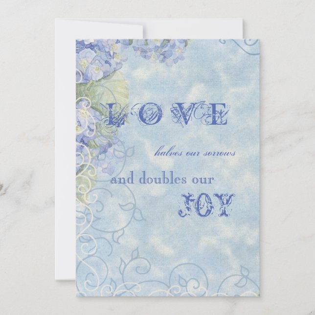 Flore bleu Hydrangea - Faire-part de mariage (Devant)