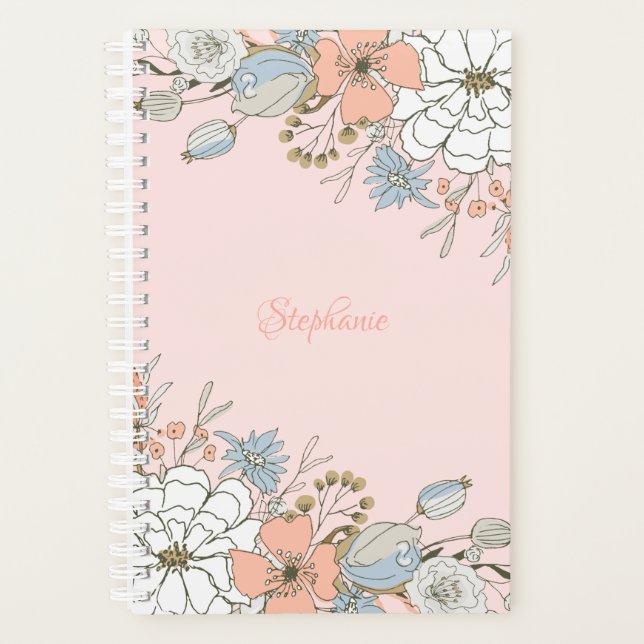 Flore bleu rose pâle Personnalisé (Devant)