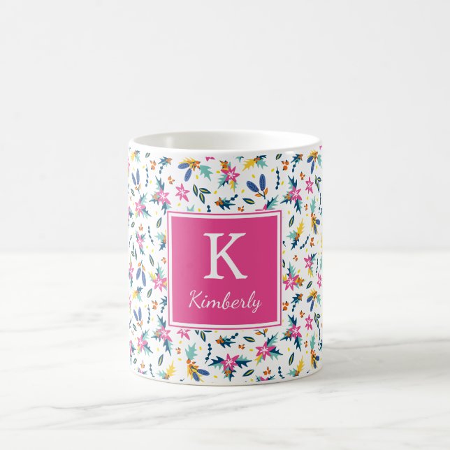 Flore brillante Mug personnalisé (Centre)