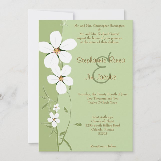 Flore de printemps Faire-part de mariage en bois d (Devant)