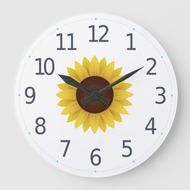 Flore de tournesol jaune simple | Horloge murale (Recto)