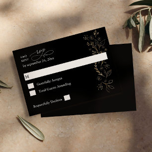 Flore dorée sur noir non Repas RSVP 2