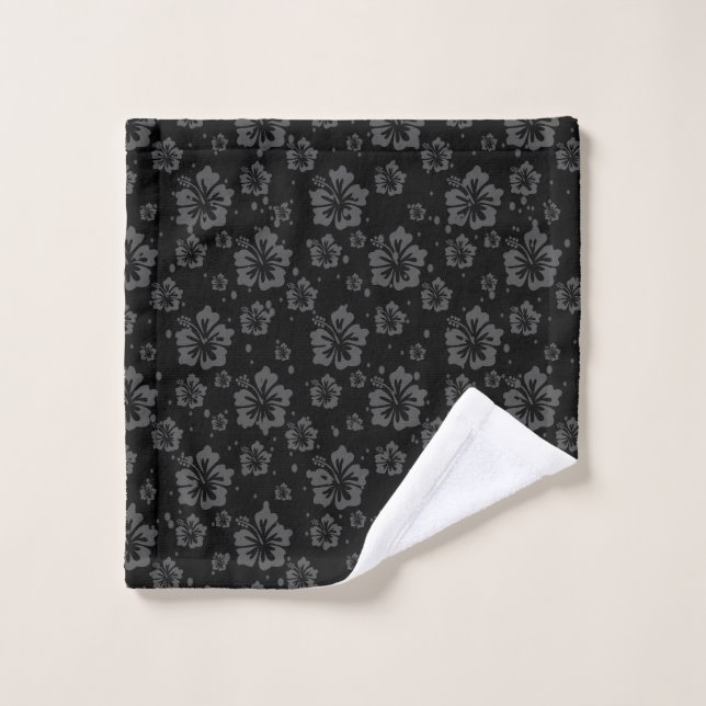 Flore feuillu noir brillant (Gant de toilette)