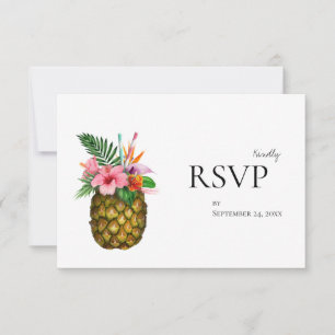 Flore hawaïenne tropicale et ananas RSVP Pas de re
