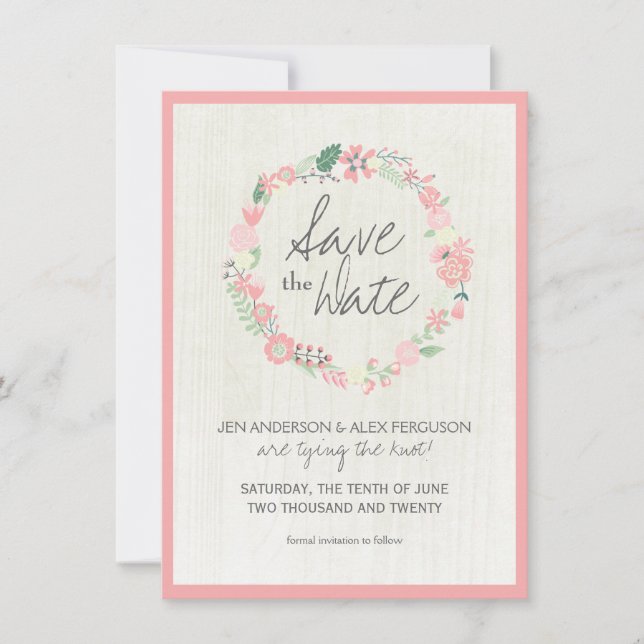 Flore lunatique Enregistrer la carte Mariage Date (Devant)