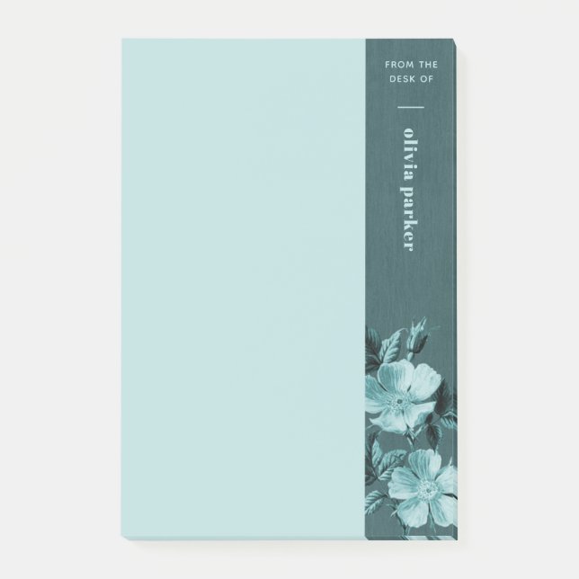 Flore monochromatique turquoise Notes post-it flor (Devant)