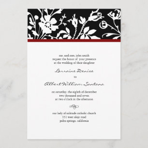 Flore noire et blanche Haut Faire-part de mariage