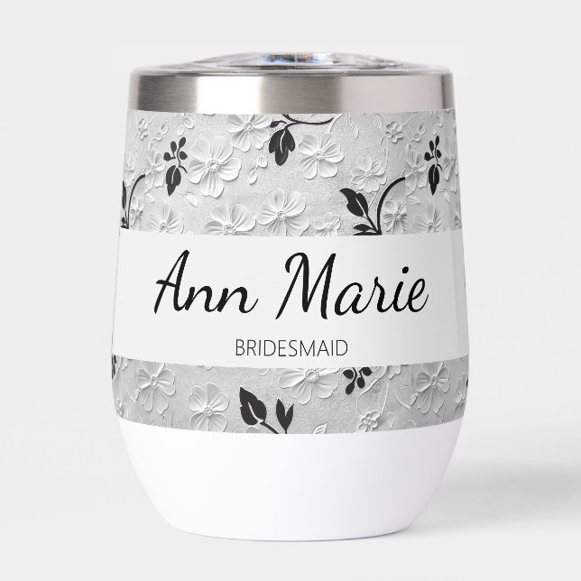 Flore noire et blanche personnalisée Bridesmaid Ca (Avant)