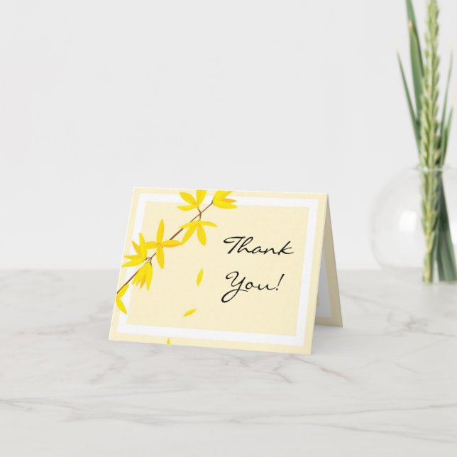 Flore pliée Carte de remerciements jaune et crème (Devant)
