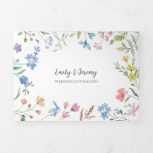 Flore printanière Faire-part de mariage triple