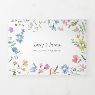 Flore printanière Faire-part de mariage triple
