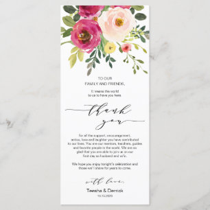 Flore rose pâle, cadre de l'endroit Merci Cartes