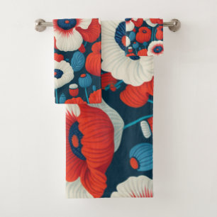 Flore Rouge, Blanc, Papillons bleus