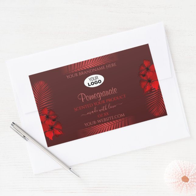 Flore rouge foncé Étiquettes Hawaii Fleurs Logo (Enveloppe)