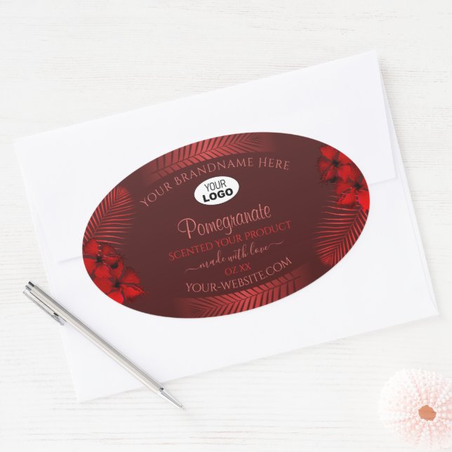 Flore rouge foncé Étiquettes Hawaii Fleurs Logo (Enveloppe)