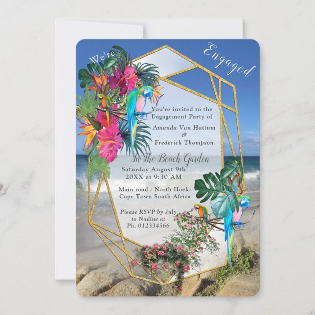 Flore tropicale Paradise Beach Scenery Invitation (Devant)
