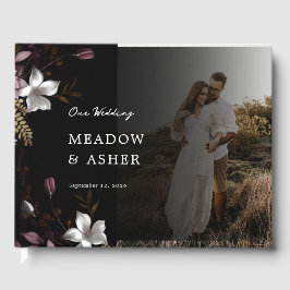Florence Dark Floral and Foto Wedding Gästebuch