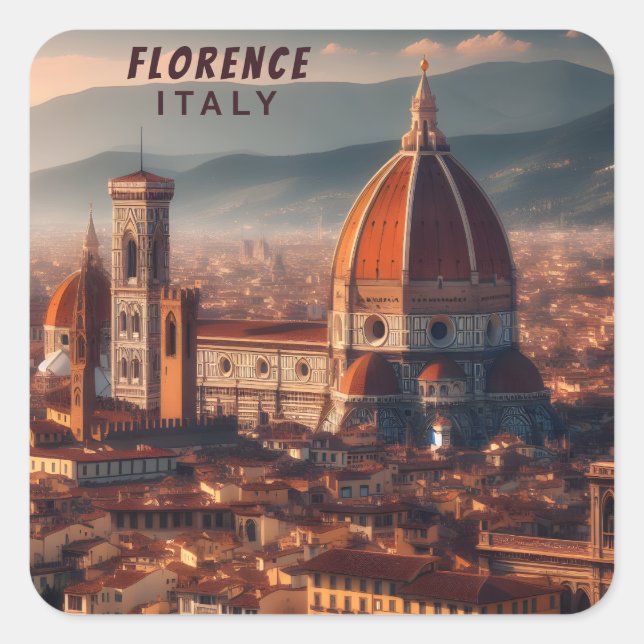 Florence Duomo Santa Maria del Fiore Italien Quadratischer Aufkleber (Vorderseite)