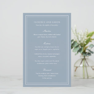 Florence Dusty Blue élégant menu de mariage