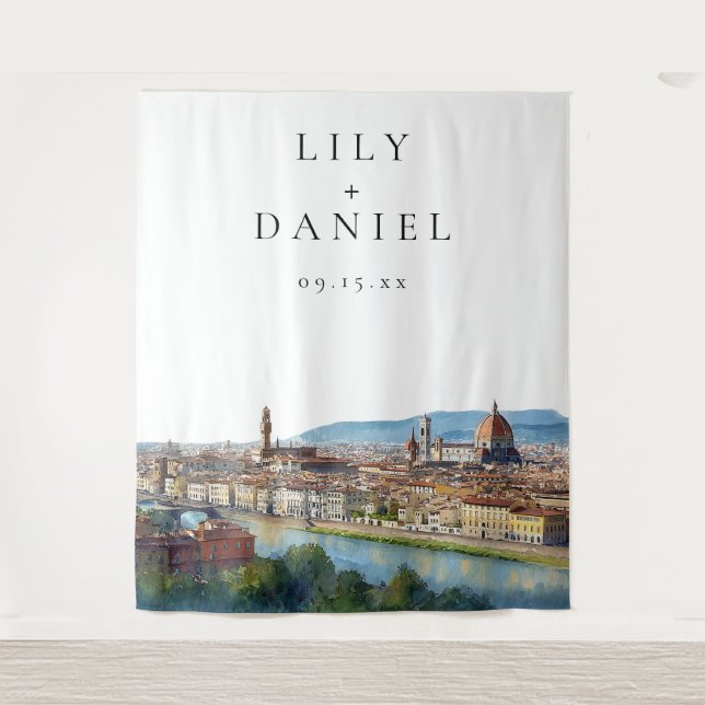 Florence Italian Wedding Photo Backdrop Wandteppich (Vorderseite)