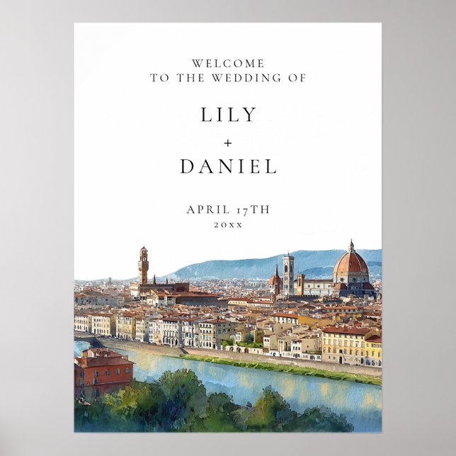 Florence Italian Wedding Welcome Sign Poster (Vorne)