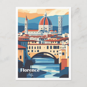 Florence Italy Artwork Travel Place Illustration Postkarte