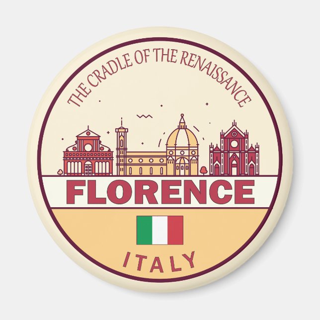 Florence Italy City Skyline Emblem Magnet (Vorne)