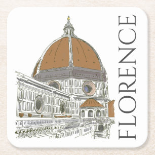 Florence Italy Duomo Pen and Ink Illustration Rechteckiger Pappuntersetzer