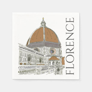 Florence Italy Duomo Pen and Ink Illustration Serviette