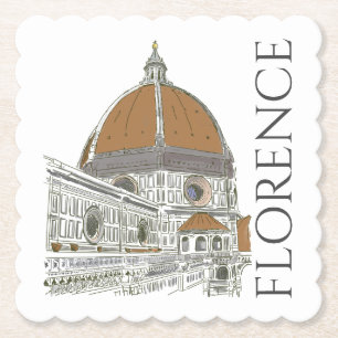 Florence Italy Duomo Pen and Ink Illustration Untersetzer
