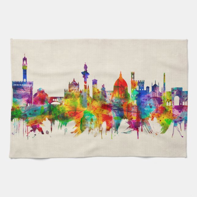 Florence Italy Skyline Geschirrtuch (Horizontal)