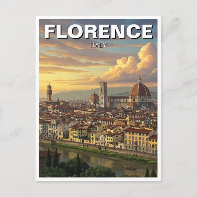 Florence Italy Skyline Travel Postkarte (Vorderseite)
