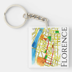 Florence Italy Street Map Fun und farbenfroh Schlüsselanhänger
