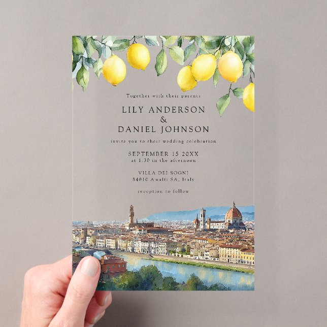 Florence Lemons Italian Wedding Acryleinladungen (Insitu (Handheld))
