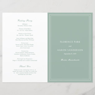 Florence Sage Green Elegant Hochzeitsprogramm