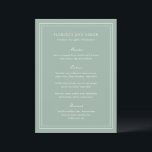 Florence Sage Green Elegant Wedding Menükarte<br><div class="desc">Elegantes Hochzeitsmenü mit einem einfachen und klassischen Design.</div>