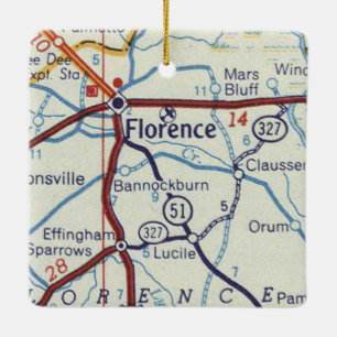 Florence SC Vintage Karte Keramikornament