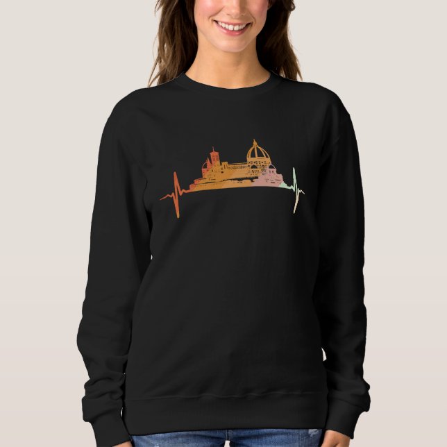 Florence skyline heartbeat retro vintage style sweatshirt (Vorderseite)