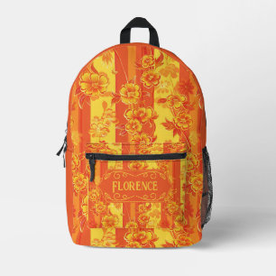 Florence Yellow und Orange Floral Bedruckter Rucksack