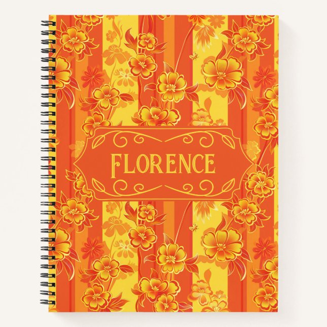 Florence Yellow und Orange Floral Deluxe Notizbuch (Vorderseite)